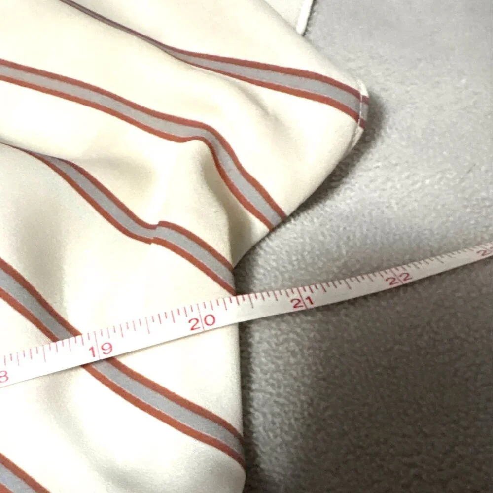 Loft Womens Striped Short-Sleeve Blouse White & Rust Rayon/Polyester S - Picture 5 of 6